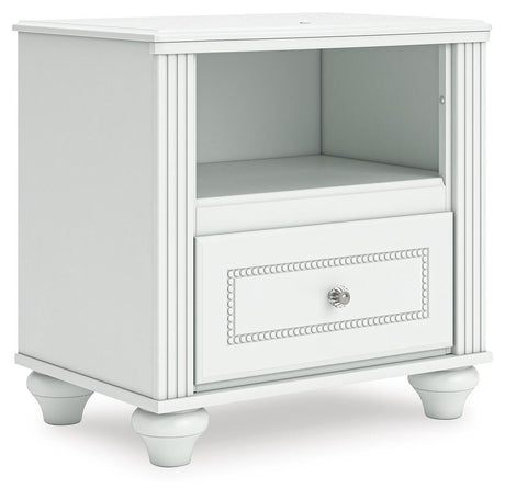 Kozlani White Upholstered Panel Storage Bedroom Set angled view