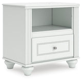 Kozlani White Upholstered Panel Bedroom Set angled view