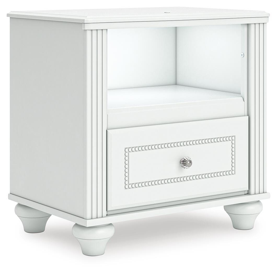 Kozlani White Upholstered Panel Bedroom Set angled view