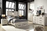 Cambeck Whitewash Full Panel Bed With 2 Storage Drawers B192B33 - Ella Furniture