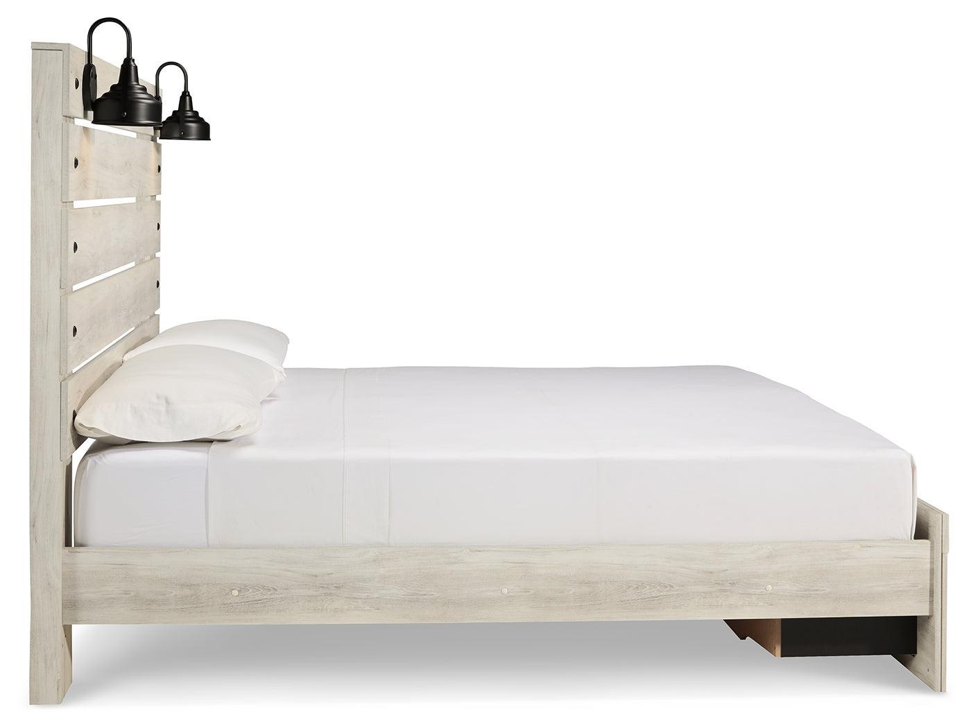 Cambeck Whitewash King Panel Bed With 2 Storage Drawers B192B31 - Ella Furniture