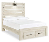 Cambeck Whitewash Full Panel Bed With 2 Storage Drawers B192B33 - Ella Furniture