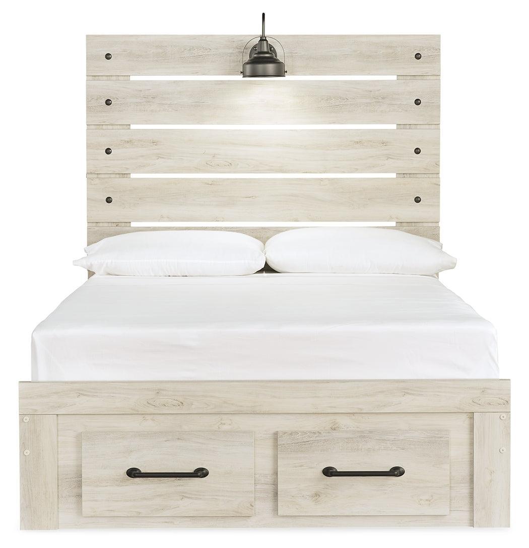 Cambeck Whitewash Full Panel Bed With 2 Storage Drawers B192B33 - Ella Furniture