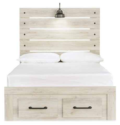 Cambeck Whitewash Full Panel Bed With 2 Storage Drawers B192B33 - Ella Furniture