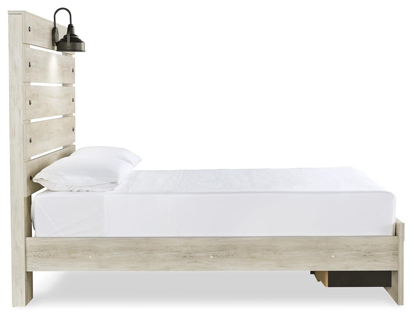 Cambeck Whitewash Full Panel Bed With 2 Storage Drawers B192B33 - Ella Furniture