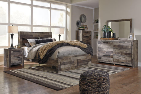 Derekson Multi Gray Queen Panel Bed With 2 Storage Drawers - Ella Furniture