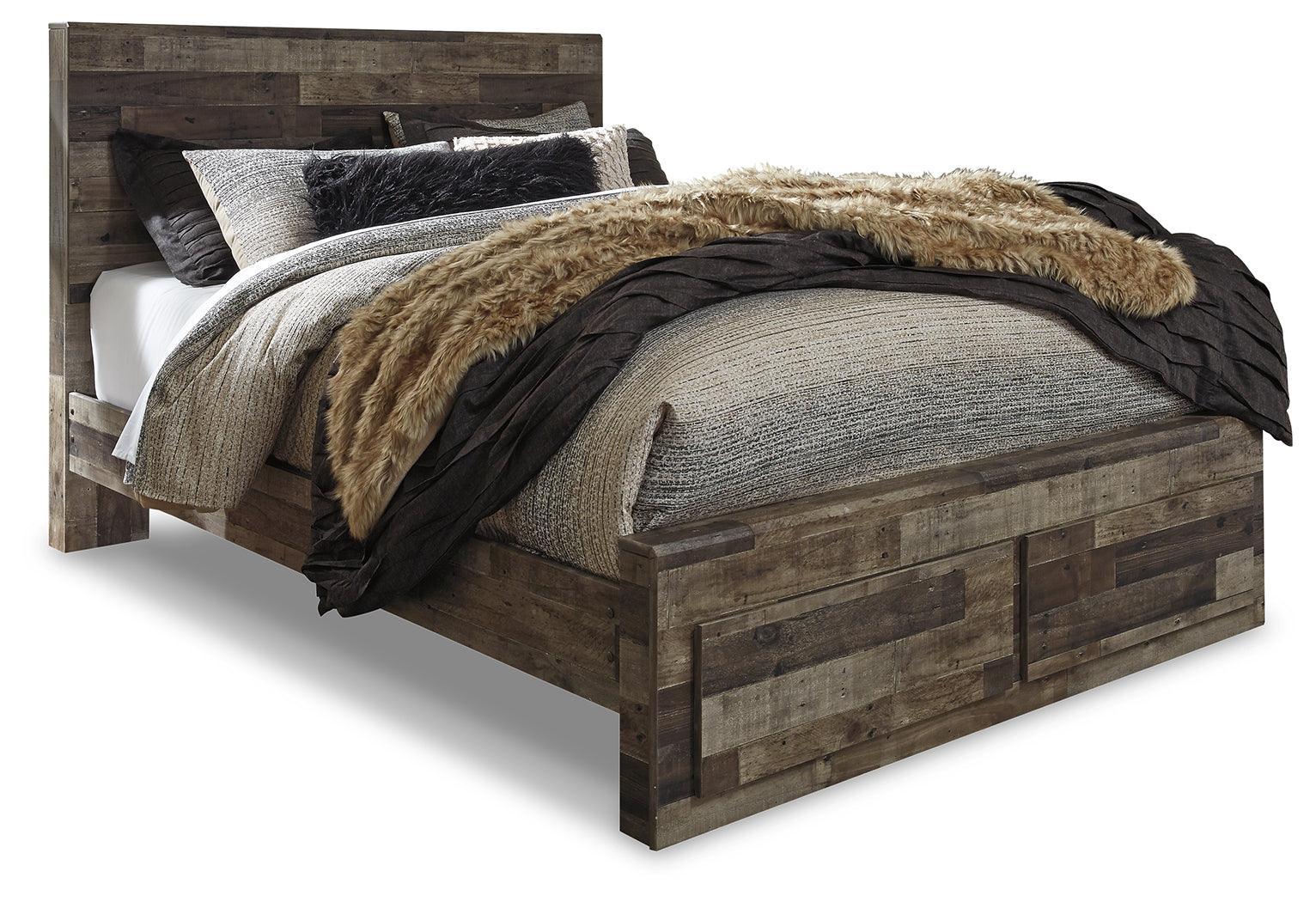 Derekson Multi Gray Queen Panel Bed With 2 Storage Drawers - Ella Furniture