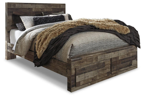 Derekson Multi Gray Queen Panel Bed With 2 Storage Drawers - Ella Furniture