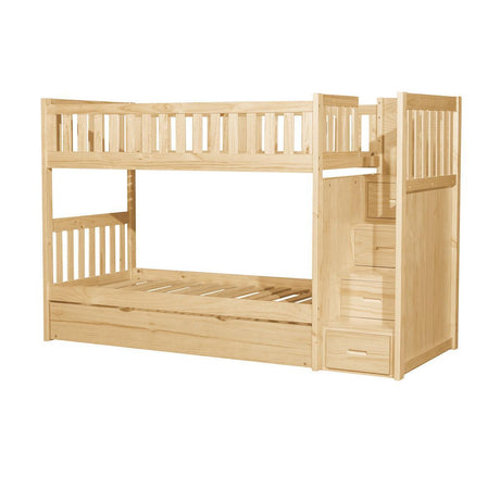 Bartly Natural Pine Transitional Pine Veneer, Engineered Wood Storage Trundle Youthdaybed - Ella Furniture