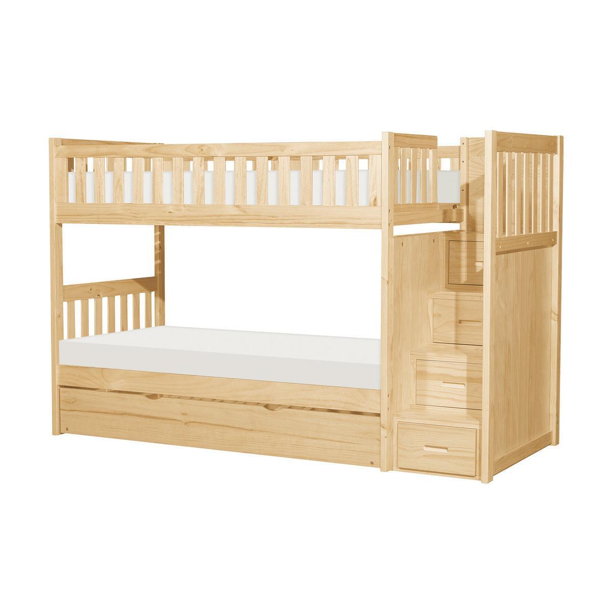 Bartly Natural Pine Transitional Pine Veneer, Engineered Wood Storage Trundle Youthdaybed - Ella Furniture