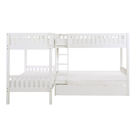 Galen White Modern Transitional Wood, Engineered Wood Ladder Trundle YouthDayBed - Ella Furniture