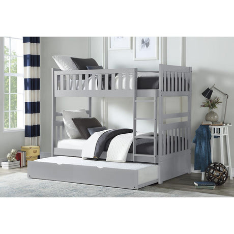 Orion Gray White Modern Transitional Wood, Engineered Wood Ladder Trundle YouthDayBed - Ella Furniture