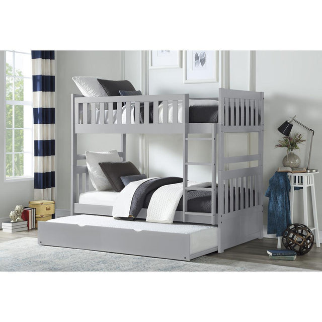Orion Gray White Modern Transitional Wood, Engineered Wood Ladder Trundle YouthDayBed - Ella Furniture