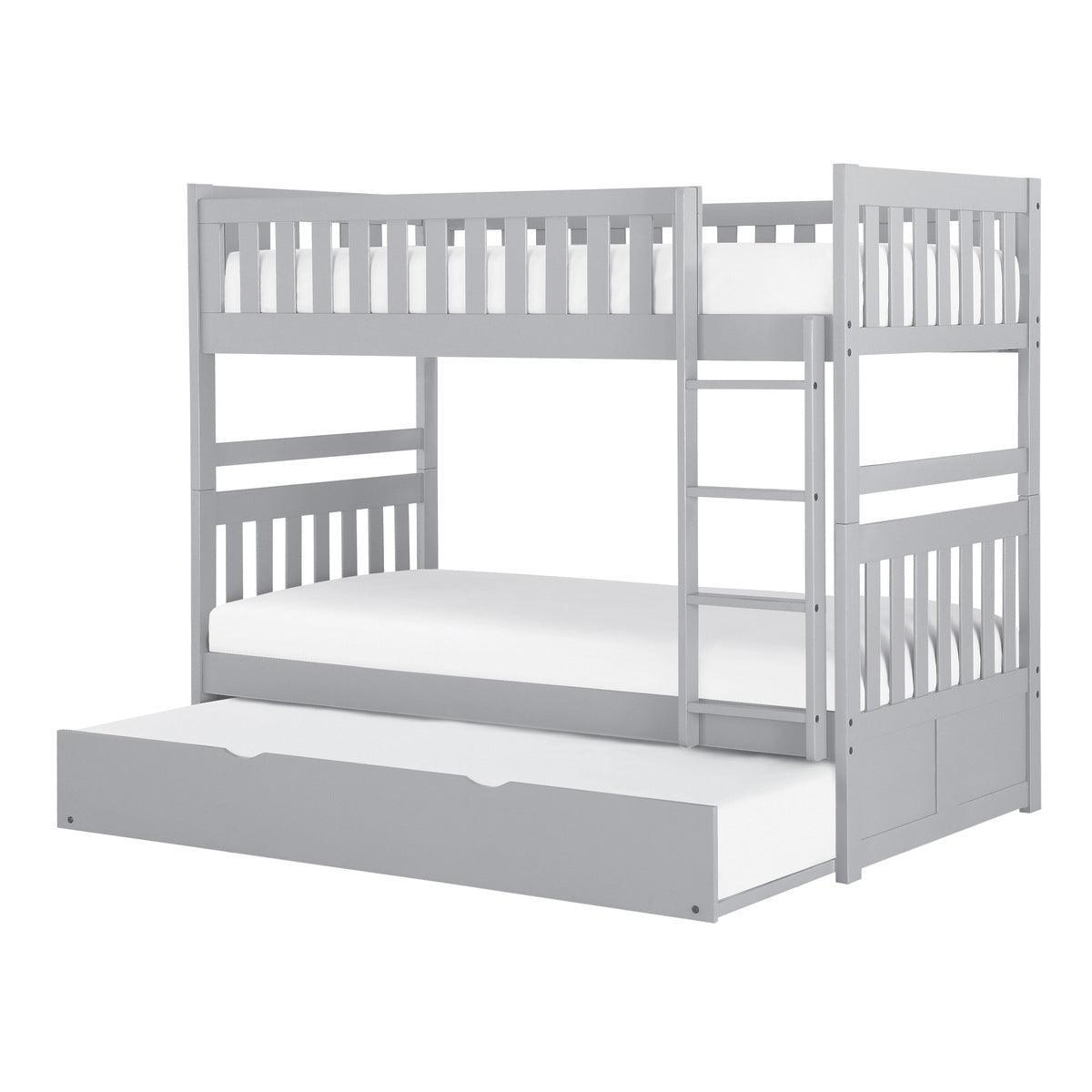 Orion Gray White Modern Transitional Wood, Engineered Wood Ladder Trundle YouthDayBed - Ella Furniture