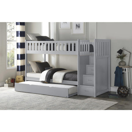 Orion Gray White Modern Transitional Wood, Engineered Wood Storage Trundle YouthDayBed - Ella Furniture