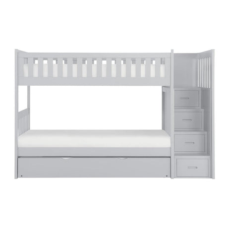 Orion Gray White Modern Transitional Wood, Engineered Wood Storage Trundle YouthDayBed - Ella Furniture