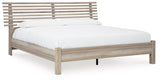 Hasbrick Tan King Slat Panel Bed
