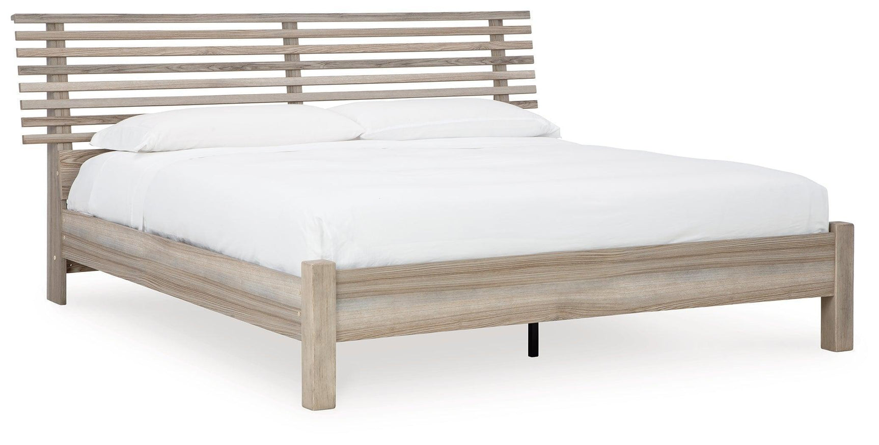 Hasbrick Tan King Slat Panel Bed