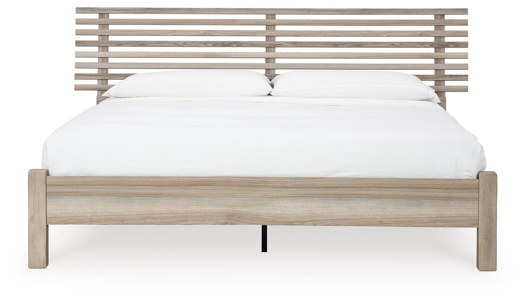 Hasbrick Tan King Slat Panel Bed