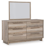 Hasbrick Tan Dresser And Mirror