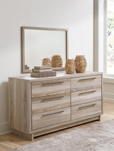 Hasbrick Tan Dresser And Mirror