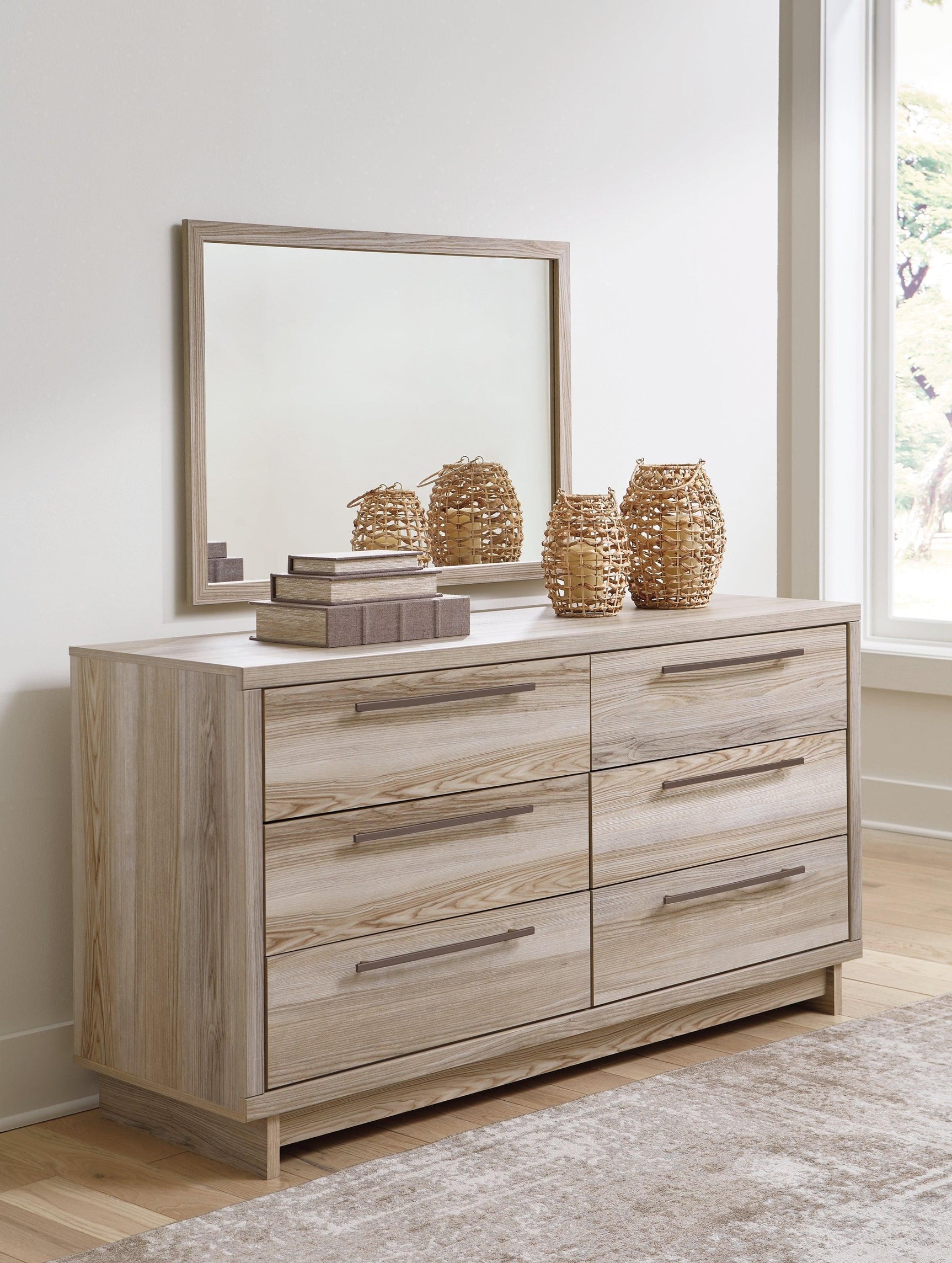 Hasbrick Tan Dresser And Mirror