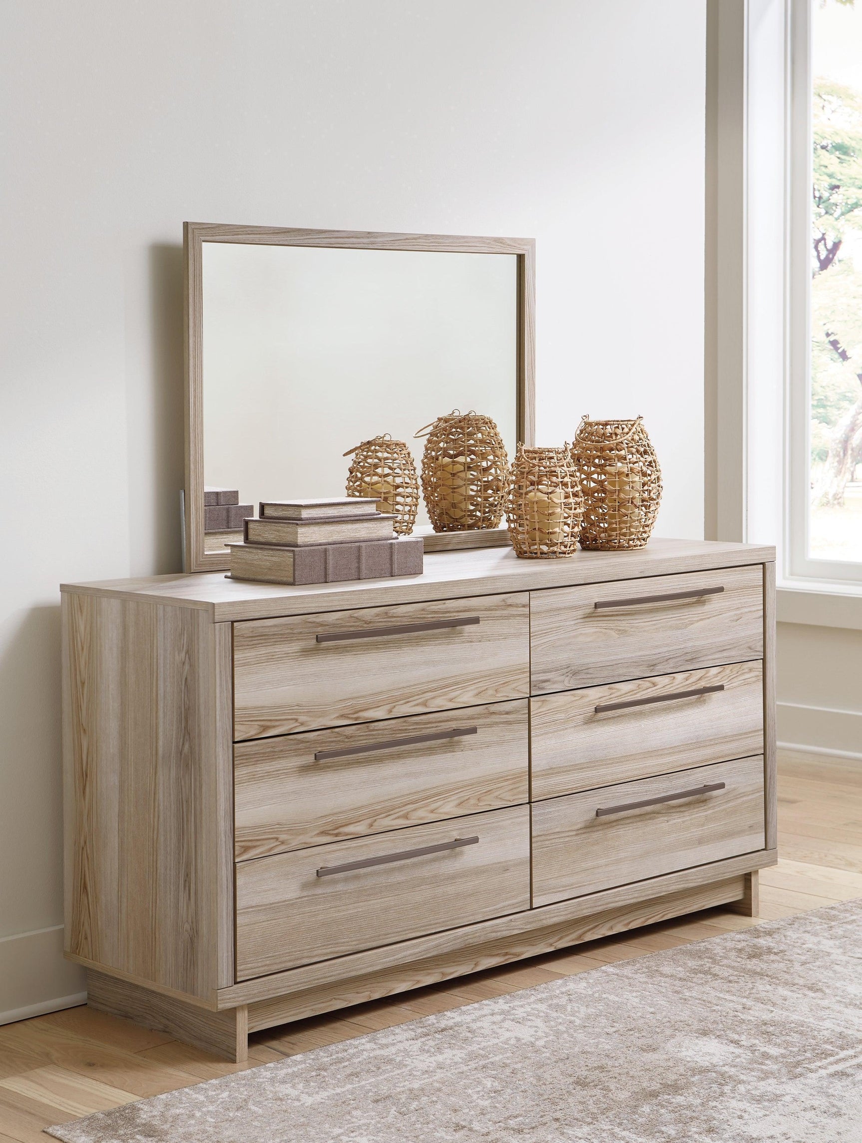 Hasbrick Tan Dresser And Mirror