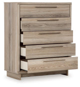 Hasbrick Tan Wide Chest Of Drawers - Ella Furniture