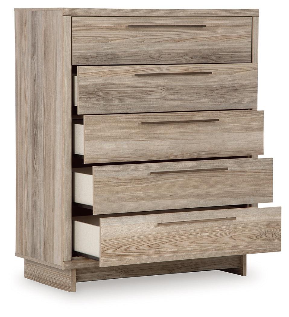 Hasbrick Tan Wide Chest Of Drawers - Ella Furniture