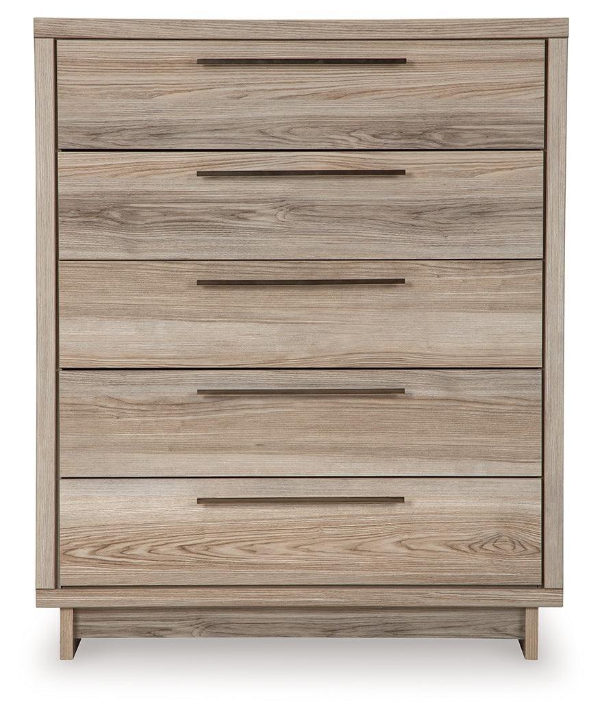 Hasbrick Tan Wide Chest Of Drawers - Ella Furniture