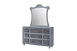Cameo Dresser Gray/Dark, Modern Velvet, 9 Drawers - Ella Furniture