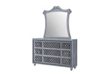 Cameo Dresser Gray/Dark, Modern Velvet, 9 Drawers - Ella Furniture