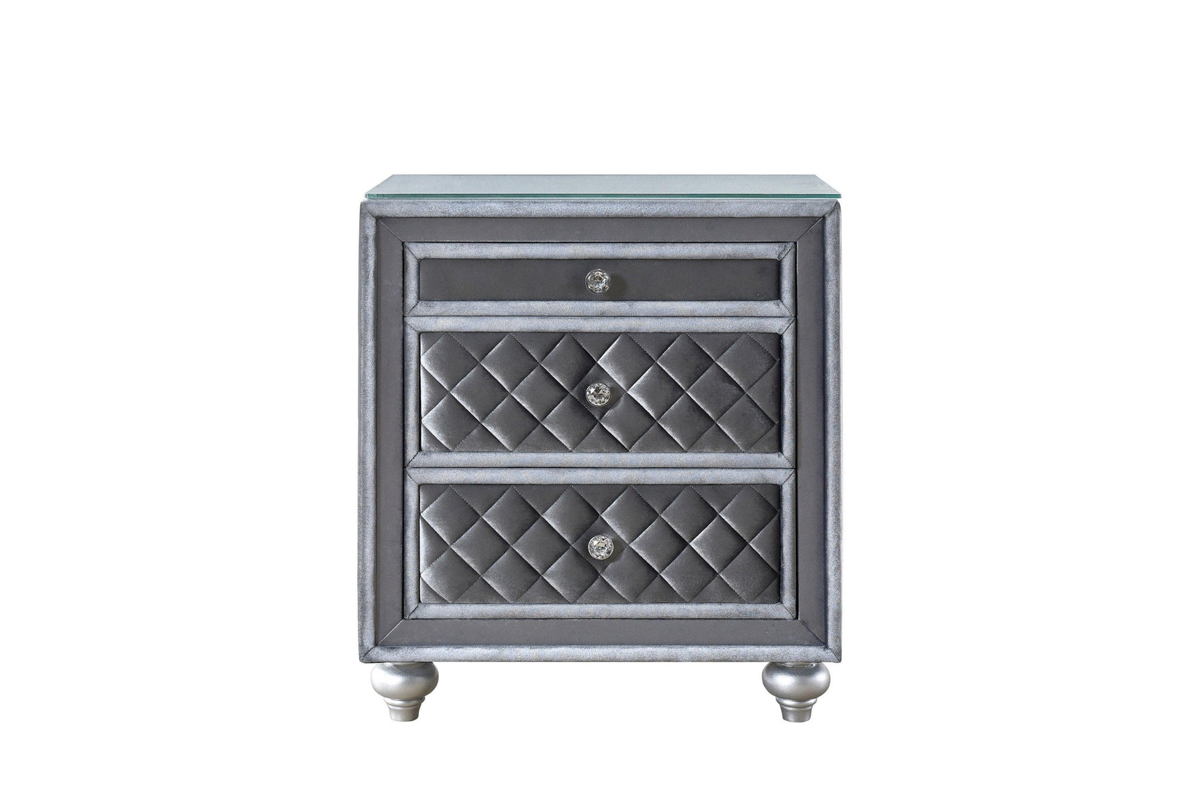 Cameo Dresser Gray/Dark, Modern Velvet, 9 Drawers - Ella Furniture