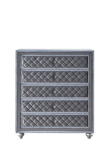 Cameo Dresser Gray/Dark, Modern Velvet, 9 Drawers - Ella Furniture