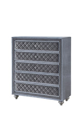 Cameo Dresser Gray/Dark, Modern Velvet, 9 Drawers - Ella Furniture