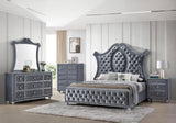 Cameo Dresser Gray/Dark, Modern Velvet, 9 Drawers - Ella Furniture