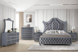 Cameo Dresser Gray/Dark, Modern Velvet, 9 Drawers - Ella Furniture