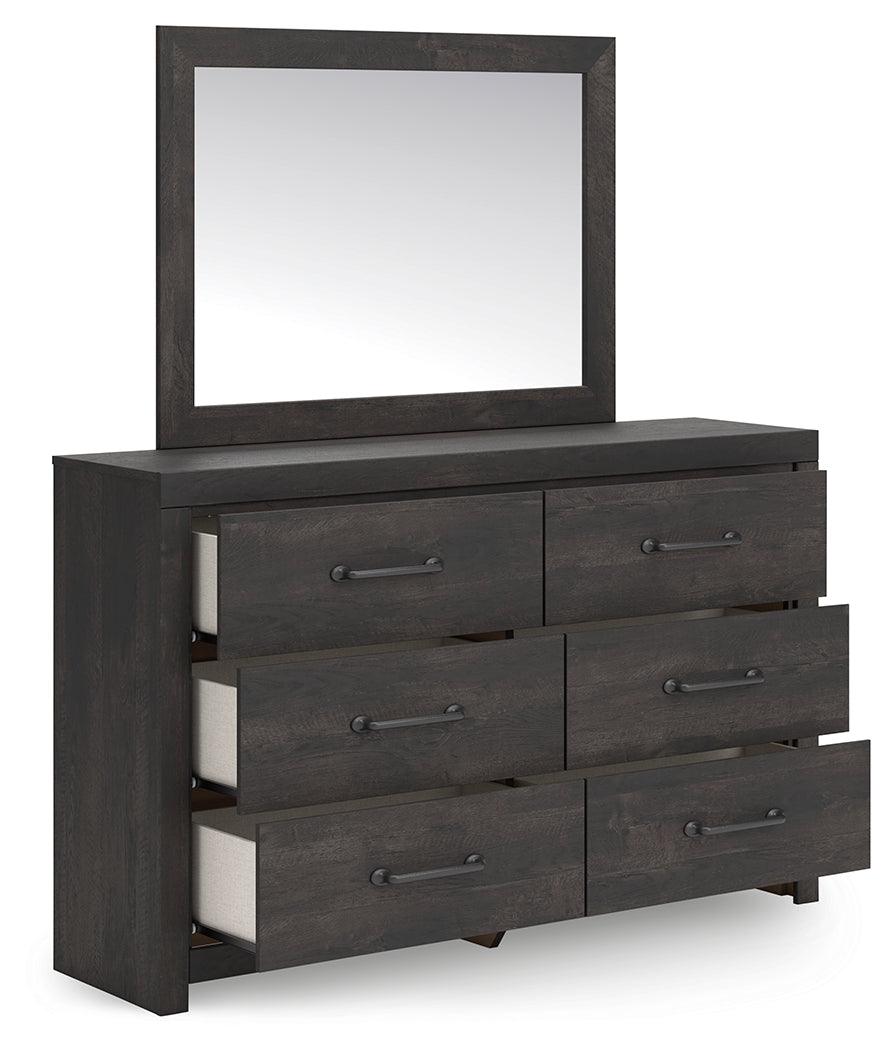 Hollivern Dark Gray Dresser and Mirror