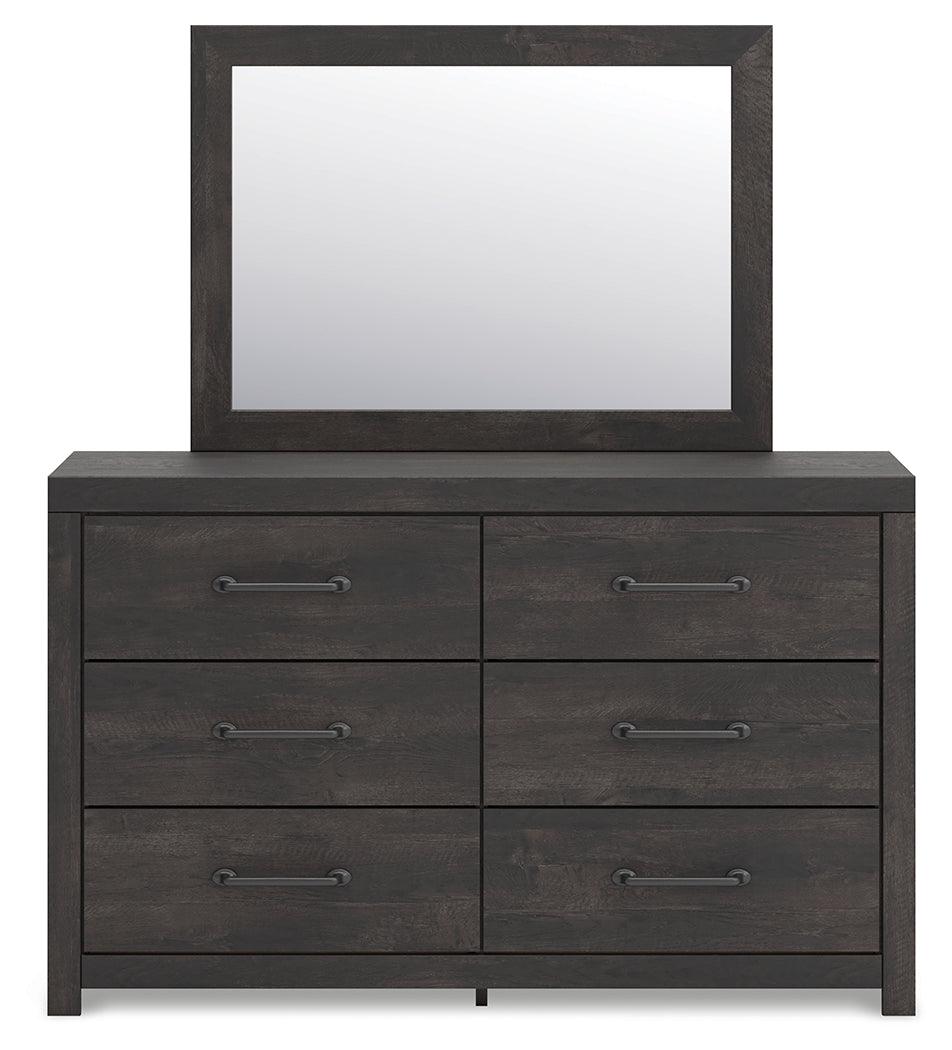 Hollivern Dark Gray Dresser and Mirror