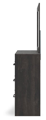 Hollivern Dark Gray Dresser and Mirror