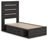 Hollivern Dark Gray Twin Panel Storage Bed
