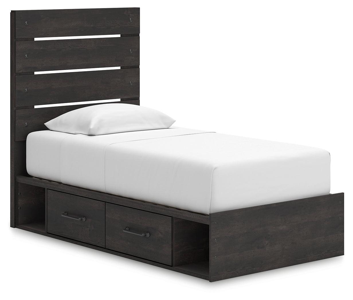 Hollivern Dark Gray Twin Panel Storage Bed