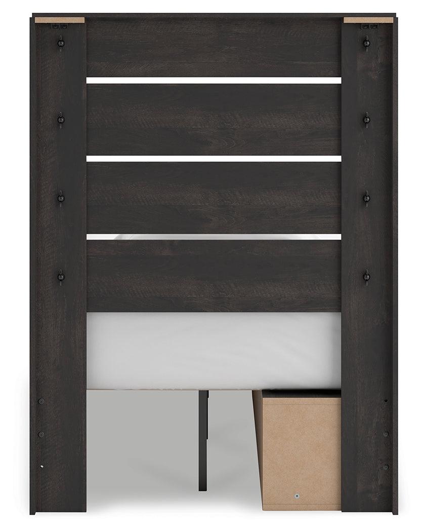 Hollivern Dark Gray Twin Panel Storage Bed