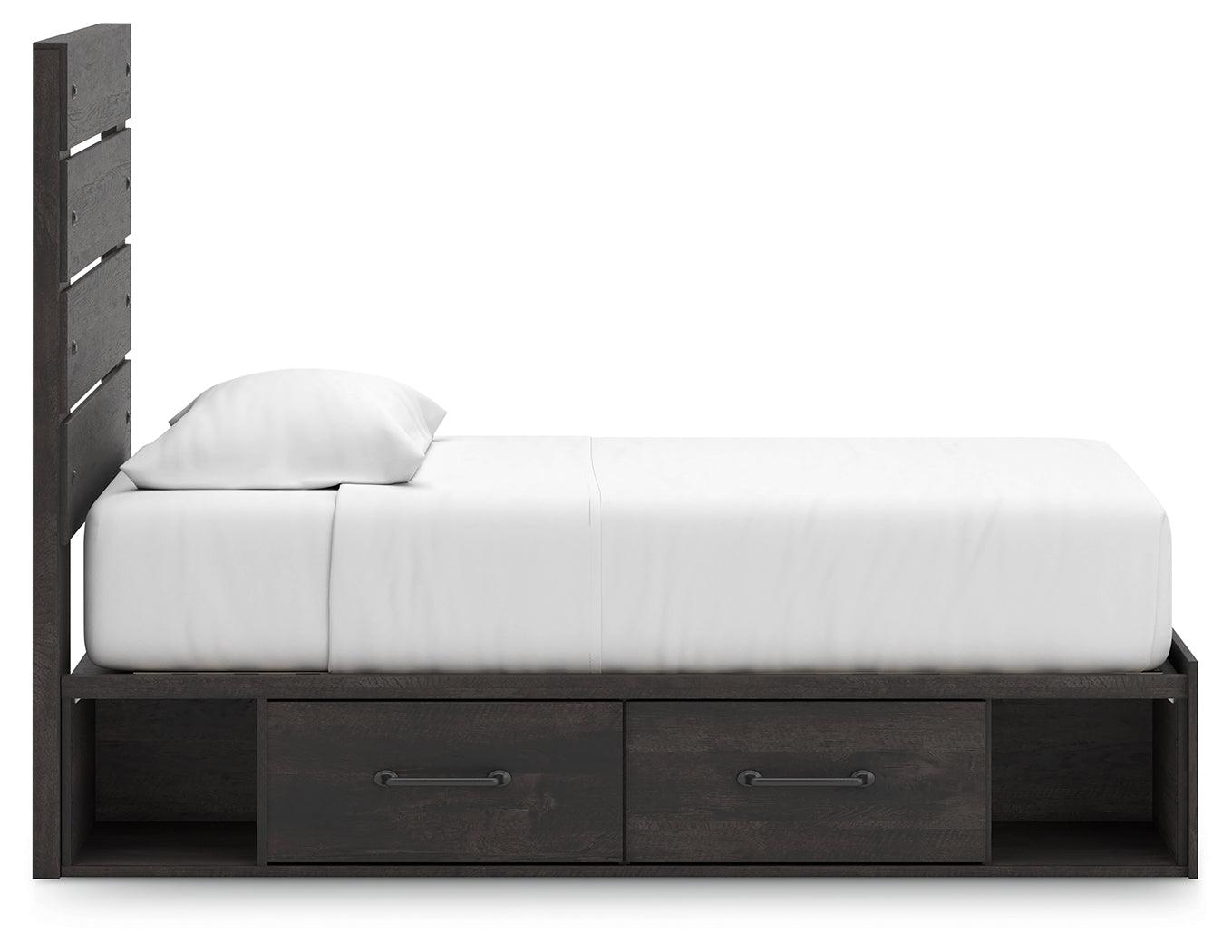 Hollivern Dark Gray Twin Panel Storage Bed