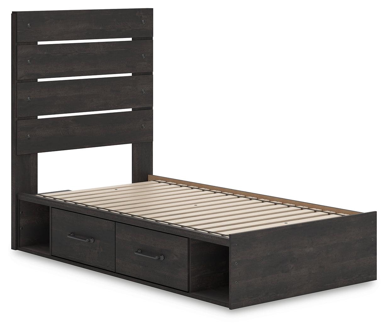 Hollivern Dark Gray Twin Panel Bed with Storage