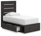 Hollivern Dark Gray Twin Panel Bed with Storage