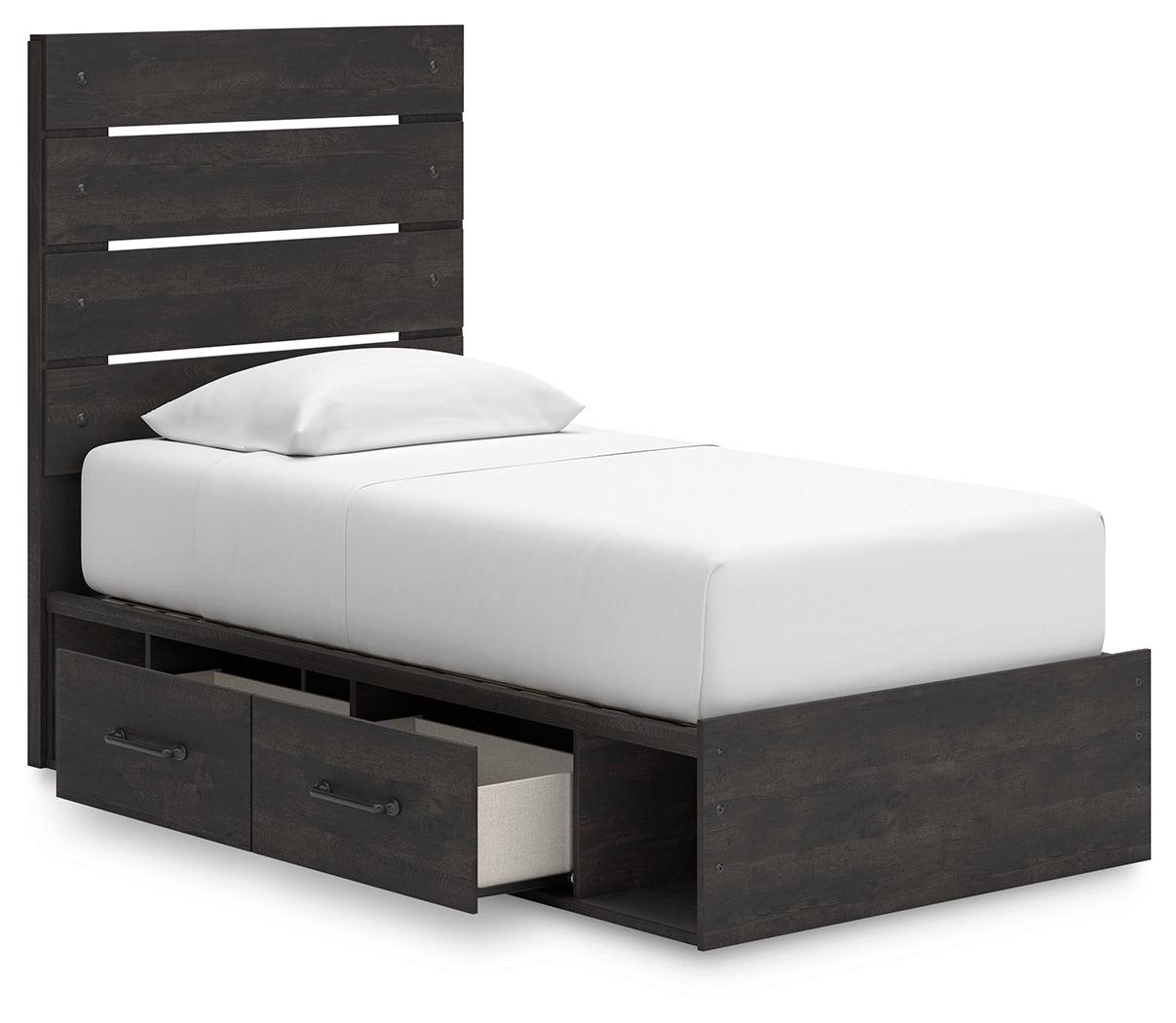 Hollivern Dark Gray Twin Panel Bed with Storage