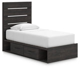 Hollivern Dark Gray Twin Panel Bed with Storage