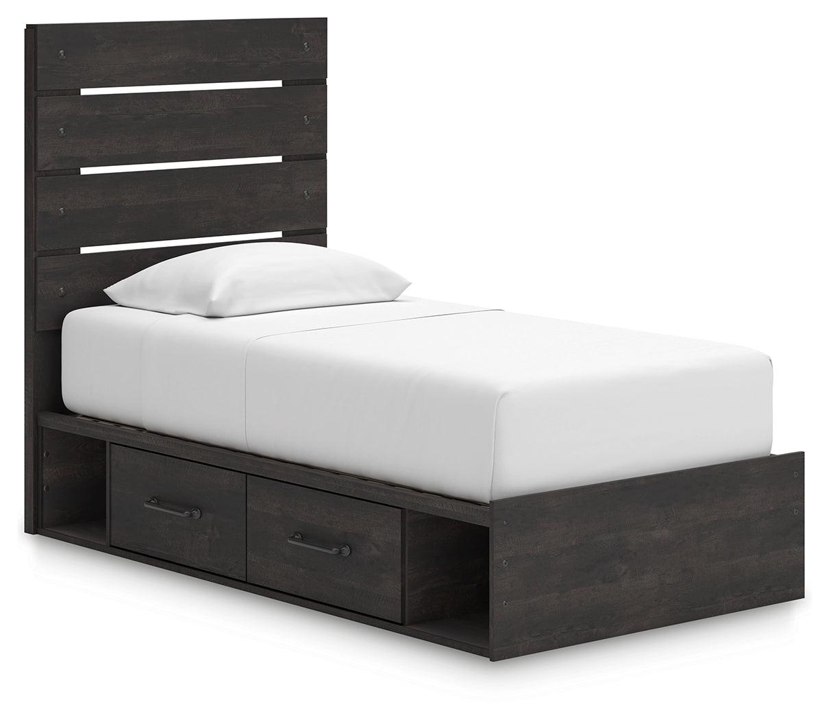 Hollivern Dark Gray Twin Panel Bed with Storage