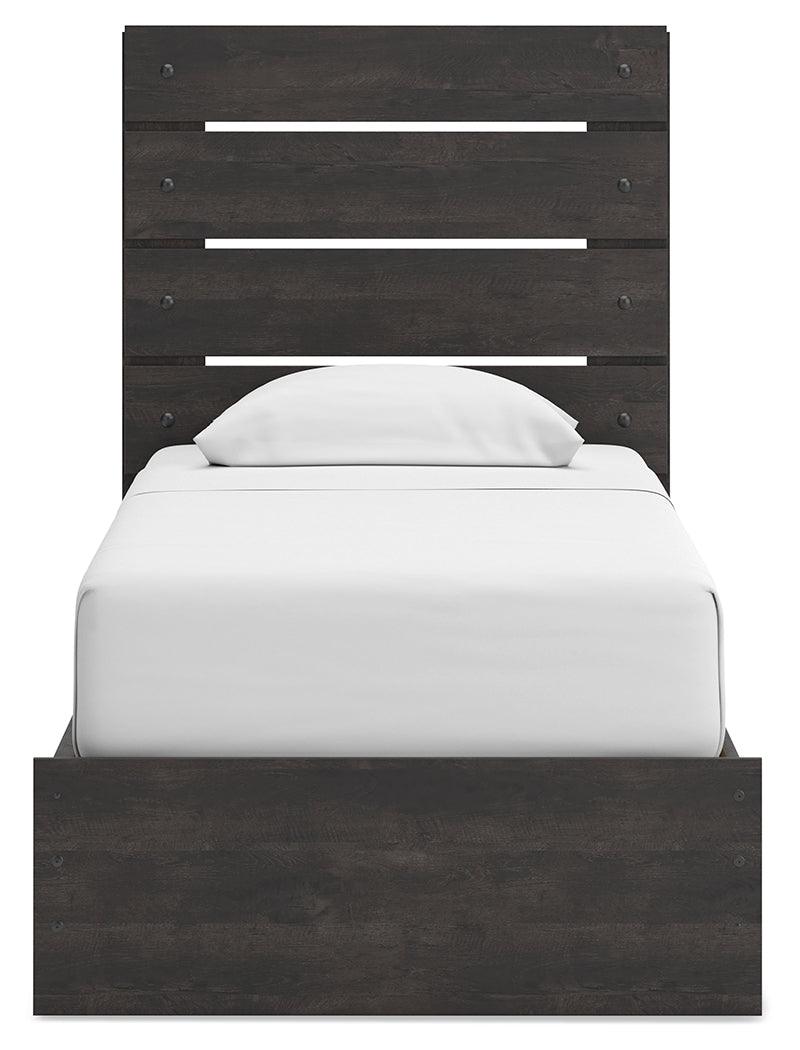 Hollivern Dark Gray Twin Panel Bed with Storage